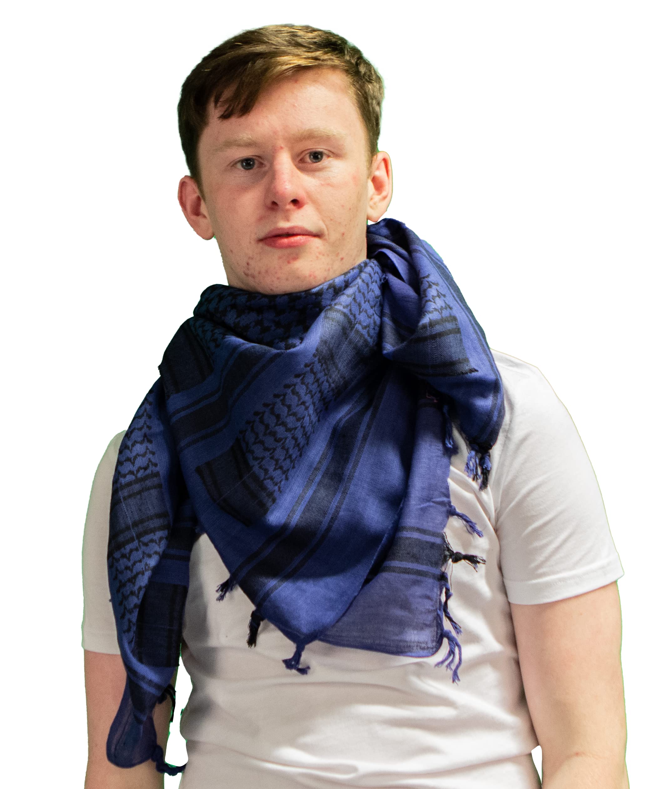 Retro Seventy2 Adult Shemagh Scarves Mens Arab Scarf Cotton Winter Womens Wrap Palestinian Desert Keffiyeh (Blue/Black)