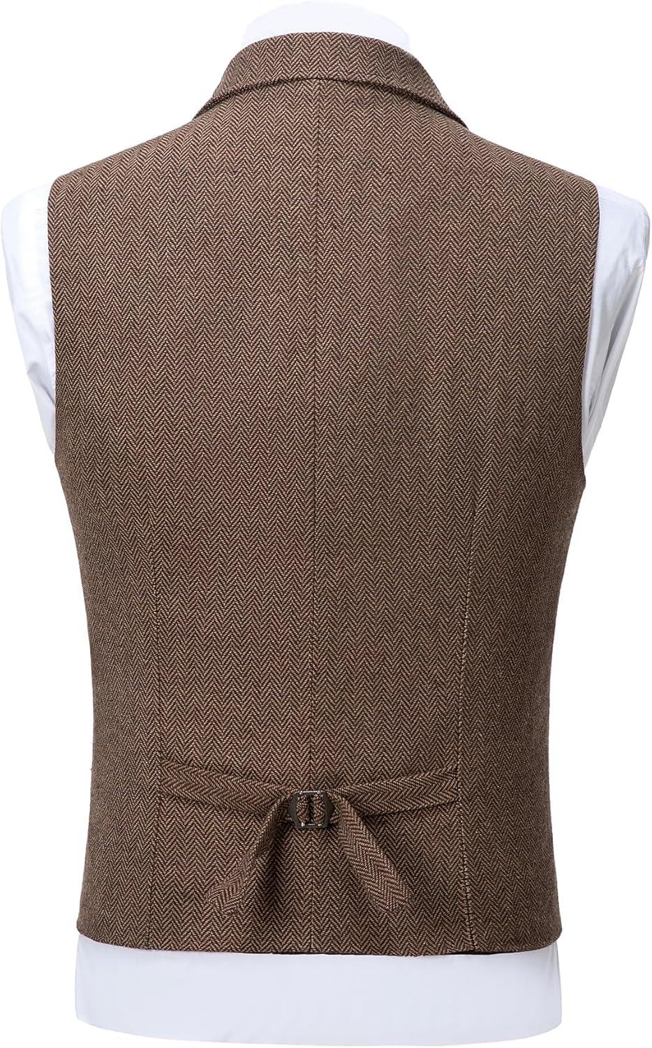 Tuikayoo Men's Tweed Suit Vintage Vest Herringbone Wool Prom Waistcoat Groomsmen - Image 5