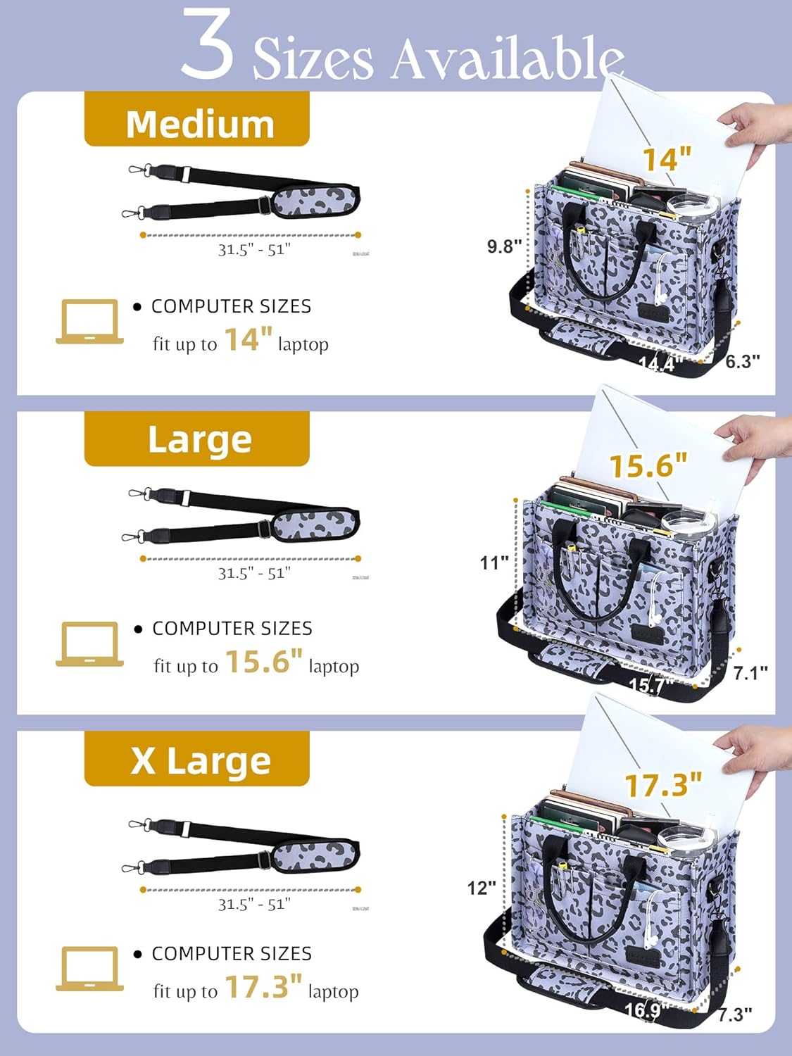 FIORETTO Canvas Tote Bag for Women with Zipper Closure & Individual Compartments for Work College for Teacher & Nurse - Image 6