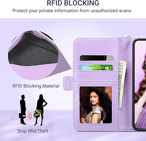 Miniatura 5 de ULAK Funda tipo cartera compatible con Samsung Galaxy S23 5G con tarjetero para mujeres y niñas, funda de piel sintética con función atril a prueba