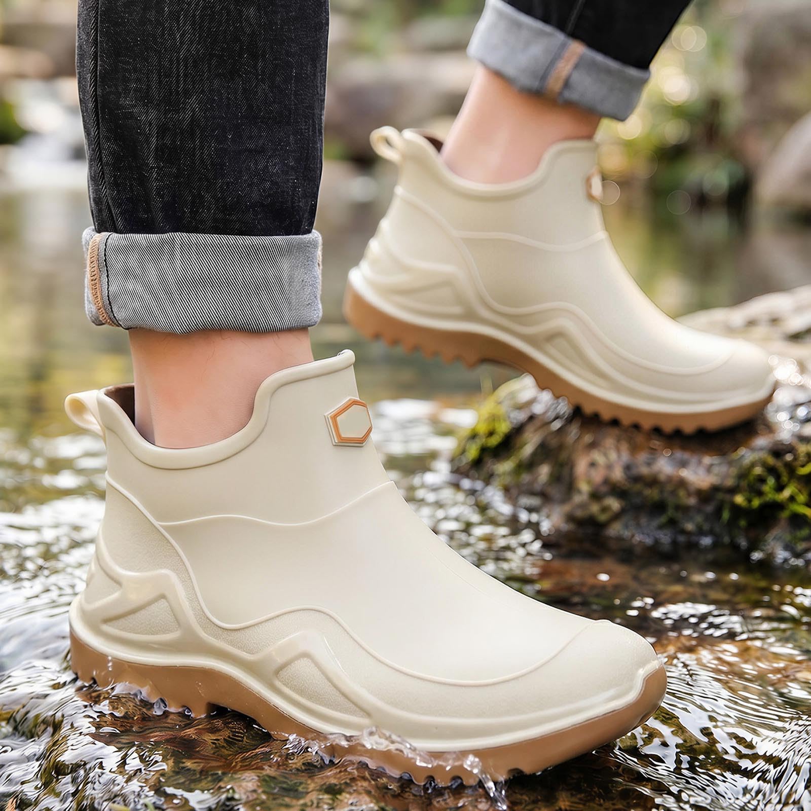 Generico Stivali Da Lavoro Uomo -Scarpe da pioggia versatili stivaletti corti calzature da esterno uso quotidiano impermeabili antiscivolo suola spessa primavera estate