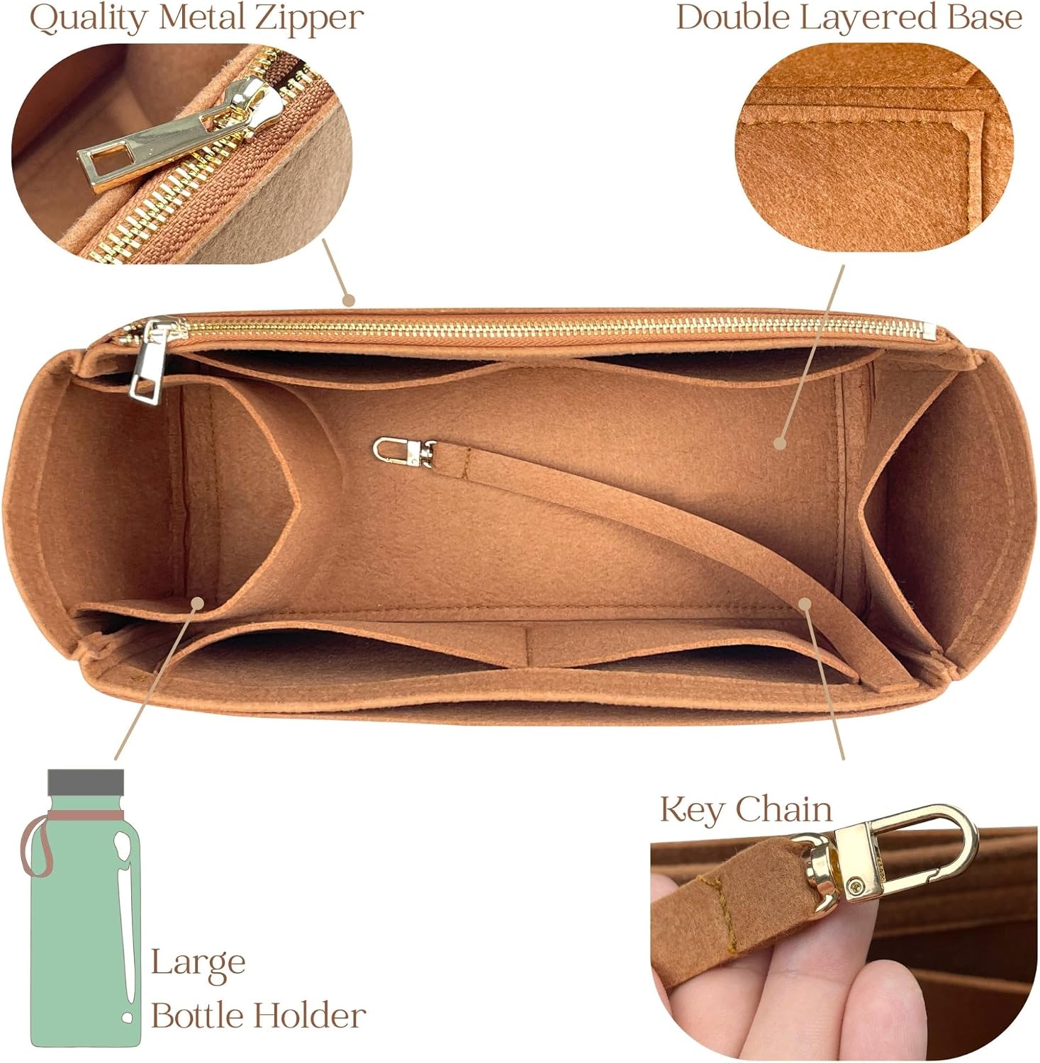 Organizer for Daily Battle 27, 35, 41, Felt Bag Insert, 31 Colors (DailyBattle 41, Olive)