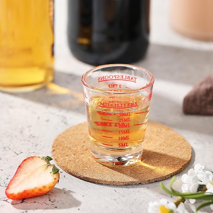 Set de 2 Vasos Medidores para Shot, 1 oz, Vidrio Rojo miniatura 8