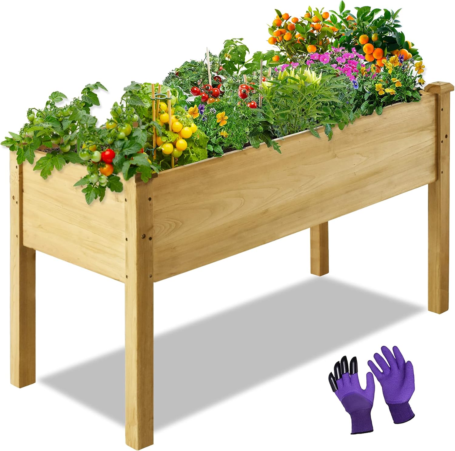 LZRS 33x17x30 inches Raised Garden Bed Elevated Wooden Planter Box Stand with Legs for Herbs,Vegetables,Flowers,Great for Outdoor Patio, Deck,Brown: Kitchen & Dining