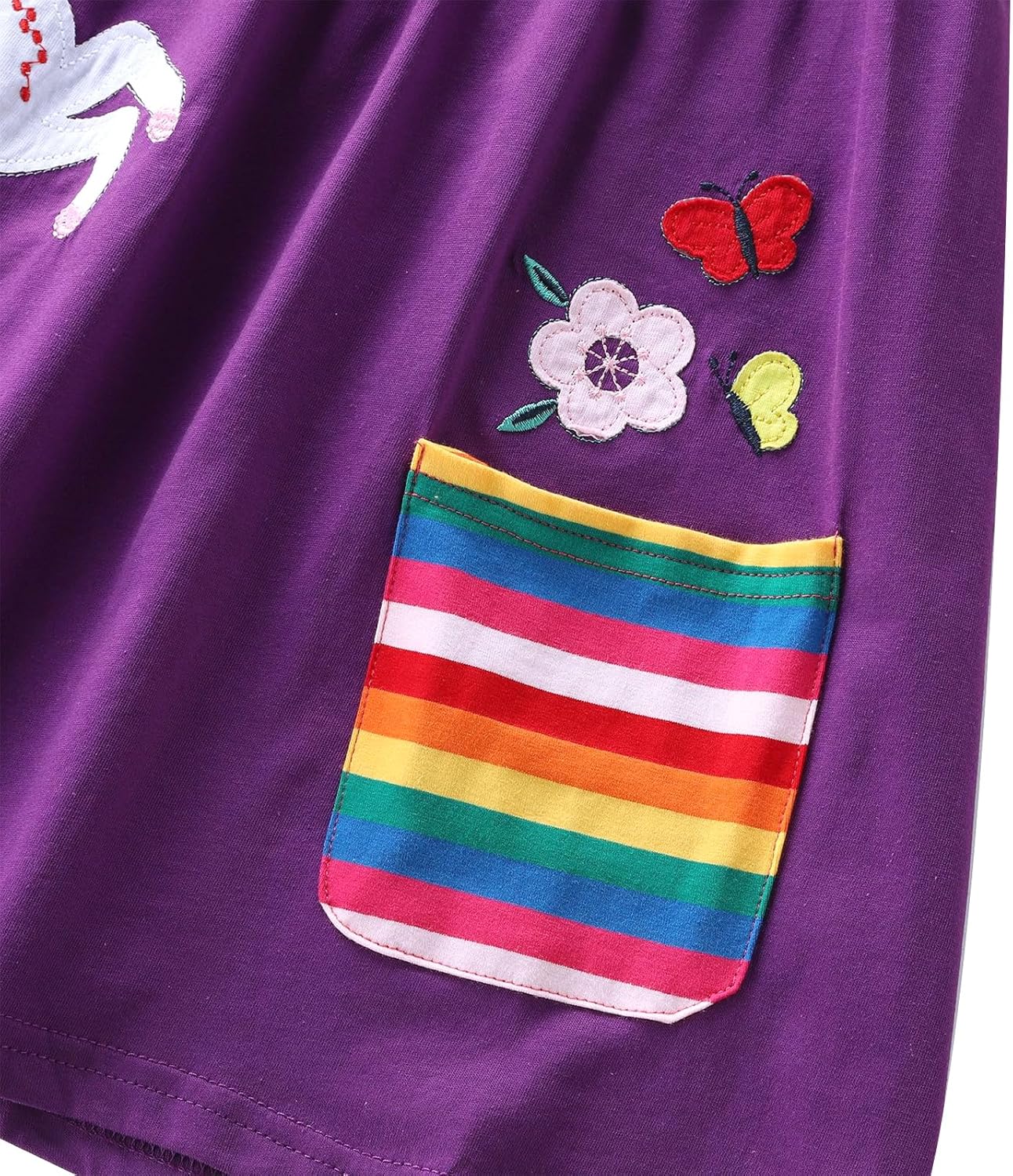 Kids Girls Summer Casual Unicorn Dresses Cotton Short Sleeve Crew Neck Dress 2-7 Years - Image 2