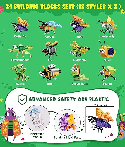 Miniatura 10 de Regalos para el día de San Valentín para niños aulas, paquete de 28 bloques de construcción de animales con tarjetas del día de San Valentín para la