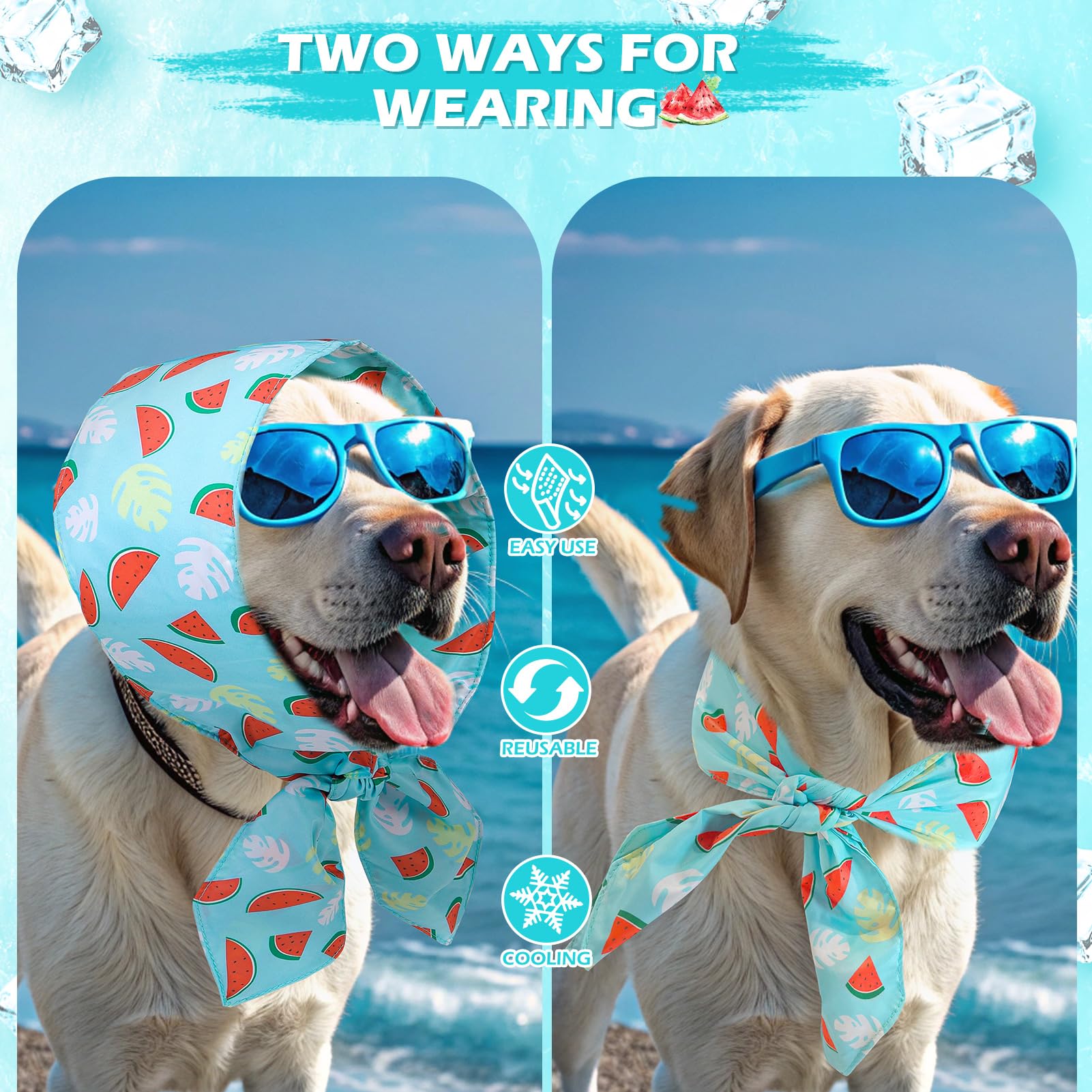 EXPAWLORER Bandana refrescante para perros – Pañuelo de verano para perros con bolsa de hielo y capa de aislamiento térmico, bufanda reutilizable de gel de congelación para mascotas para días