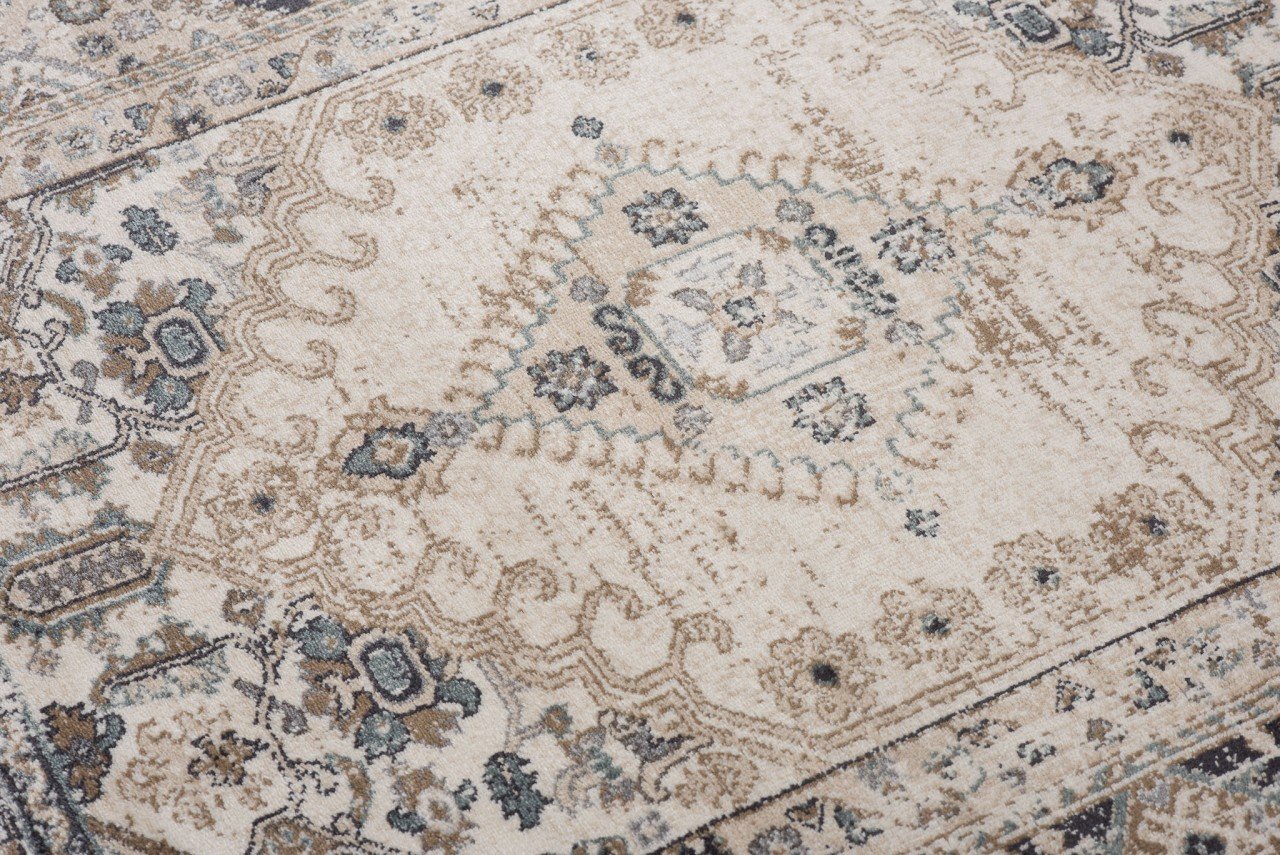 Carpeto Grand Tapis Couloir 250x350cm Crème Classique Doux Chauffage au Sol | Tapis pour Entrée Cuisine Bureau Salon Chambre Salle à Manger Beige Facile D'entretien Résistant aux Détergents Poils Courts