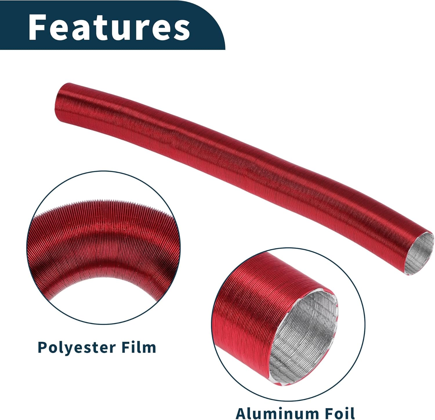 42mm Dia 100cm Car Heating Duct Kit Warm Air Duct Pipe Hose Set for Diesel Heating Red