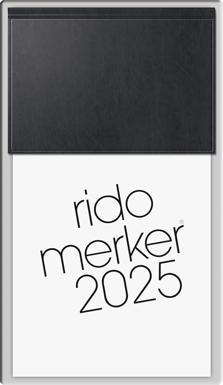 rido/idé Notebook, model Merker (2025), 1 page = 1 day, 108 × 201 mm, 736 pages, Miradur cover, black