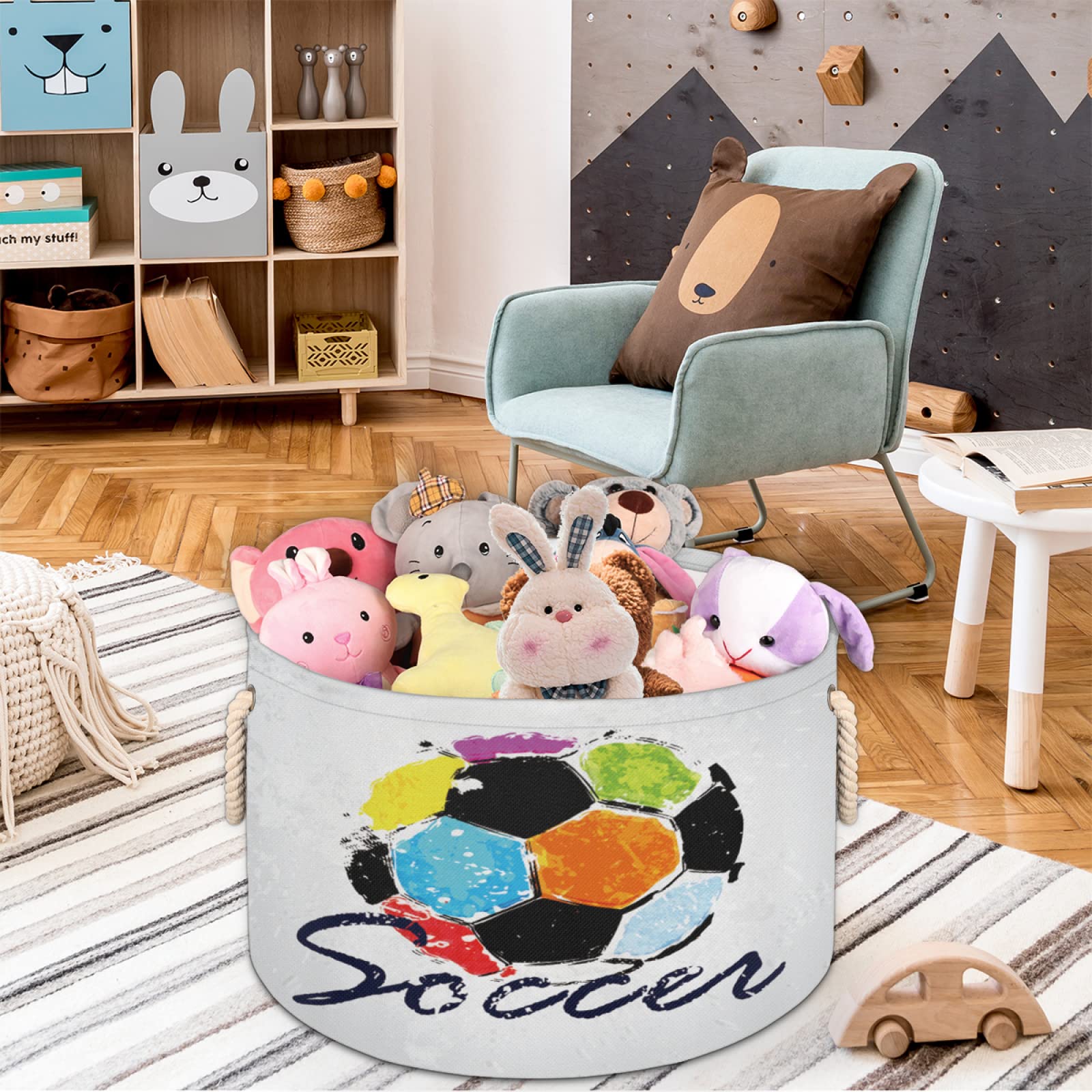 Panier à linge pliable coloré avec poignée en coton, panier de rangement pour jouets, vêtements, panier à linge décoratif, 50,8 x 35,6 cm (l x H