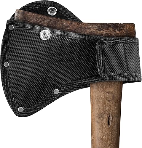 Linkidea Funda para cuchillos de hacha, funda protectora de hacha de doble presión, funda protectora de hacha para trabajo al aire libre (negro)