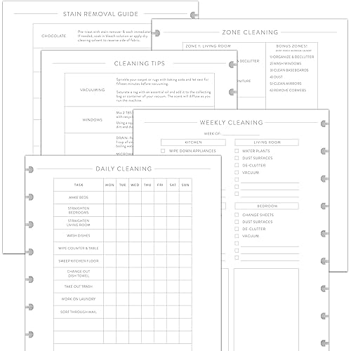 BetterNote Cleaning Plan Refill for Discbound Notebook, Daily and Weekly Lists, 6 Month Supply, Fits Happy Planner, Levenger Circa, Staples Arc, TUL (9-Disc, 7"x9.25")