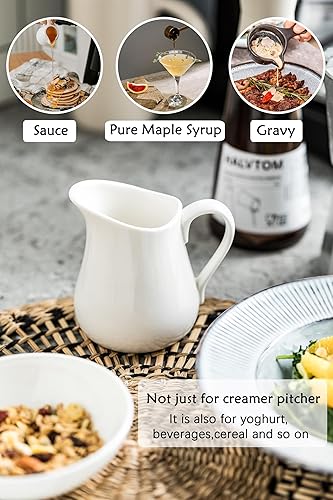 Miniatura 3 de LYEOBOH Jarra de crema de 9 onzas, jarra pequeña de crema blanca para café, leche, accesorio de cocina moderno, cerámica
