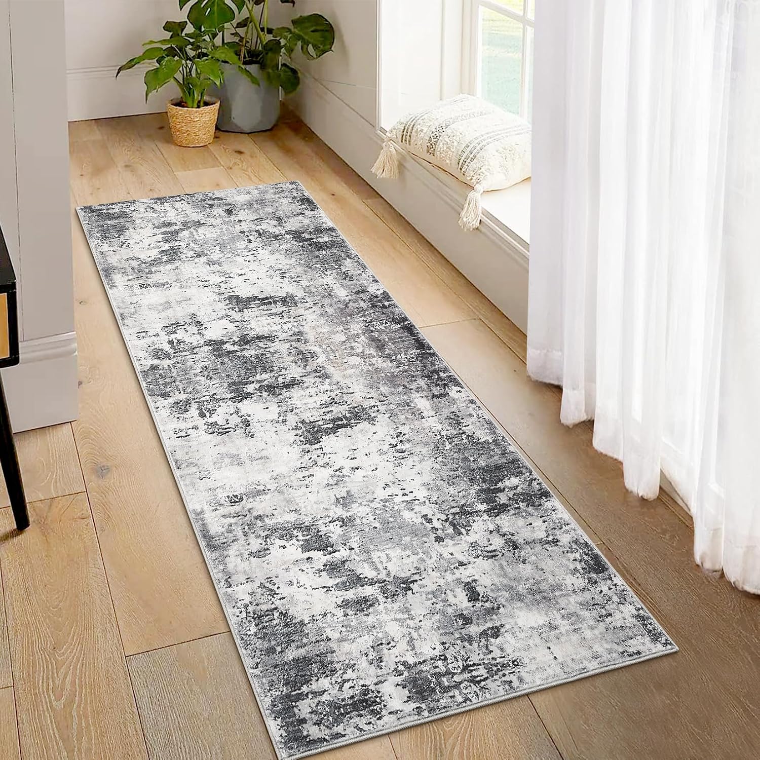 COZYLOOM Modern Abstract Runner Rug 2x6 Washable Long Hallway Rug Runner, Non Slip Soft Rug, Contemporary Accent Rug, Foldable Runner for Entryway Kitchen Laundry Doorway Bedroom, Multi Color