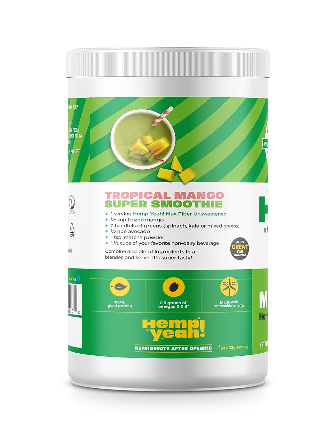 Manitoba Harvest Hemp Yeah! Organic Max with 13 g Fiber & 13 g Protein Powder, Unsweetened, 2.5 g Omegas 3&6 per Serving, Keto-Friendly, 16 Oz : Health & Household
