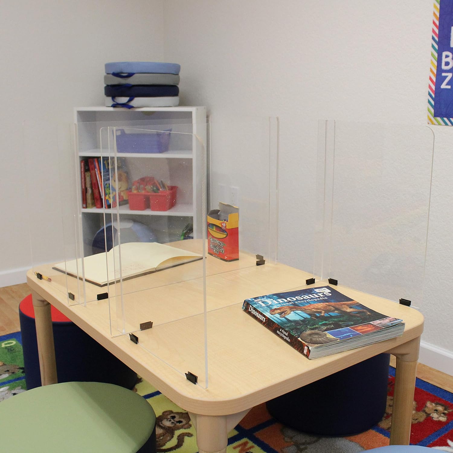 FDP Clear 3/16" Thick Acrylic Children's Tabletop Divider, 16 inch Height (4-Pack); Three-Panel Sneeze, Cough, Talk Guard, Plexiglass Desk Shield, Protective Barrier for Table or Countertop - Small: Industrial & Scientific
