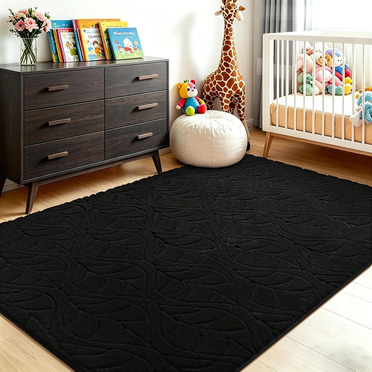 4x6 Black Fluffy Soft Shag Area Rug for Bedroom image 4