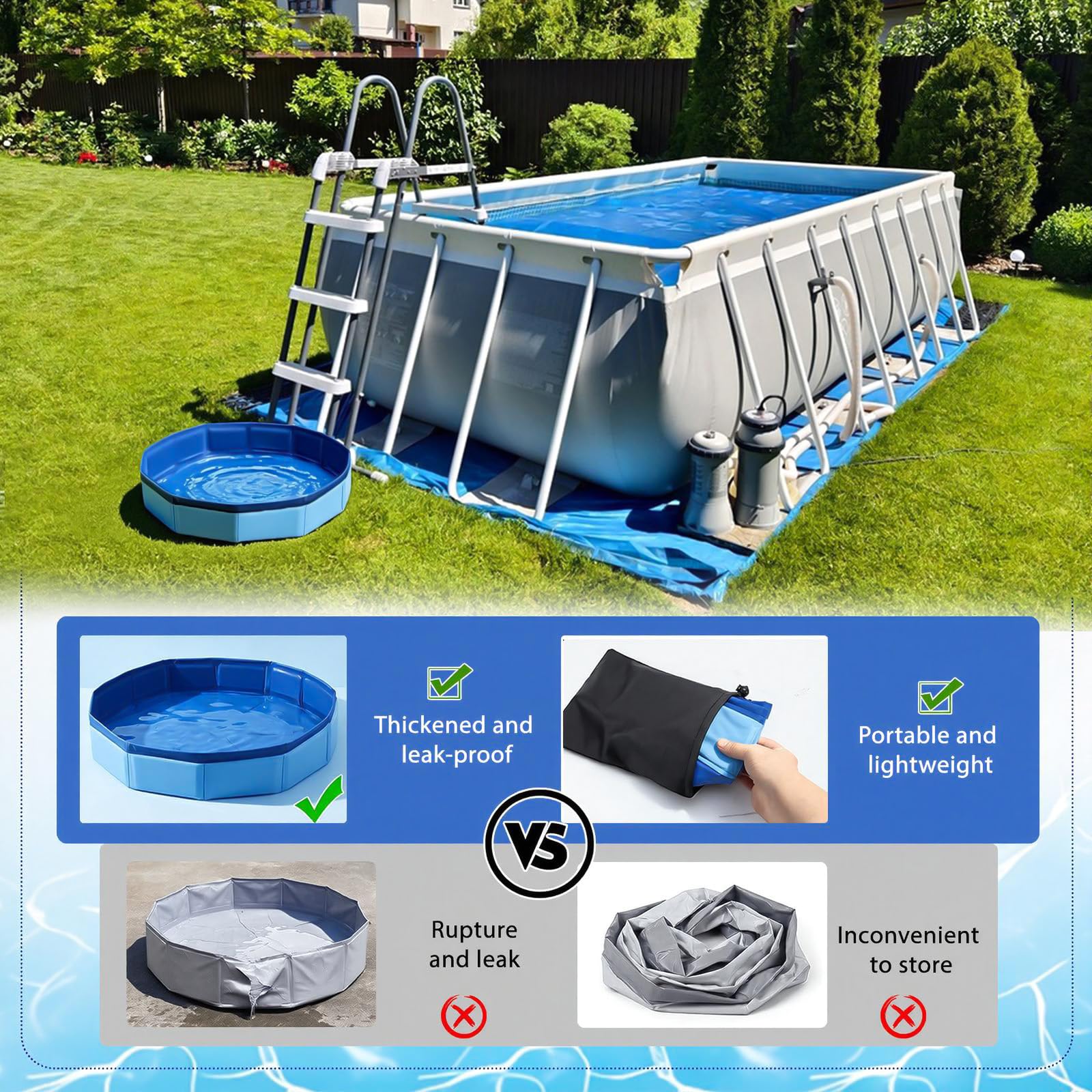 Pool Fußbadewanne Faltbar Fusswanne für Pool Fußbecken Poolwanne Tragbare Pool-Fußbad für Pools Home Spa Schwimmbecken