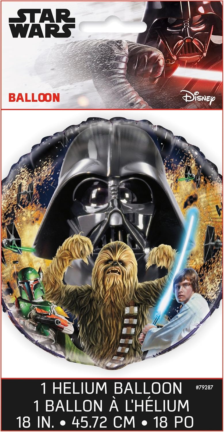 Multicolor Foil Star Wars Classic Round Balloon Packaged (18") 1 Count - Ultimate Party Gear for Galactic Celebrations and Intergalactic Fans