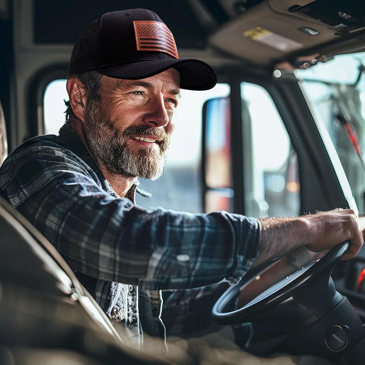 American Flag Trucker Hat, USA Flag Patriotic Baseball Cap Hat for Men & Women Adjustable Fit for Casual Wear - Image 7