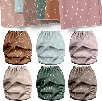Mama Koala 3.0 Baby Cloth Diapers with 6 Inserts Bundle(Simply Neutrals), with 15 Pack Washable Cloth Diaper Wipes & 1ps of Waterproof pod