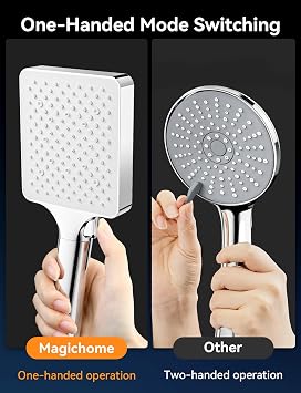 Magichome High Pressure Shower Head with 6 Spray Modes, Chrome Finish | Power Handheld Shower Head for Low Water Pressure, Easy Installation