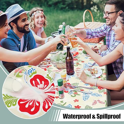 Miniatura 2 de misaya Mantel rectangular de vinilo impermeable, mantel lavable con reverso de franela, mantel de plástico para cena, picnic, interior y exterior