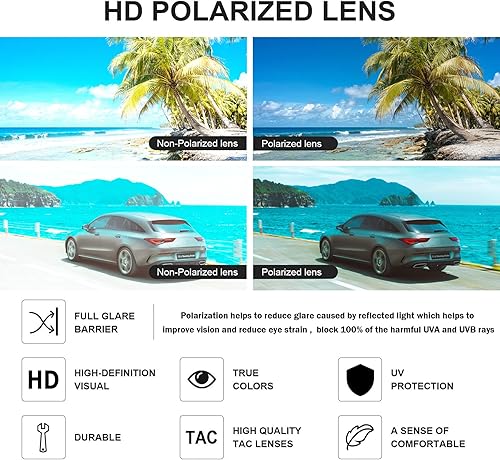 Miniatura 6 de Pro Acme Gafas de sol polarizadas para mujeres y hombres, redondas, clásicas, 100% con protección UV, ligeras, TR90, montura irrompible