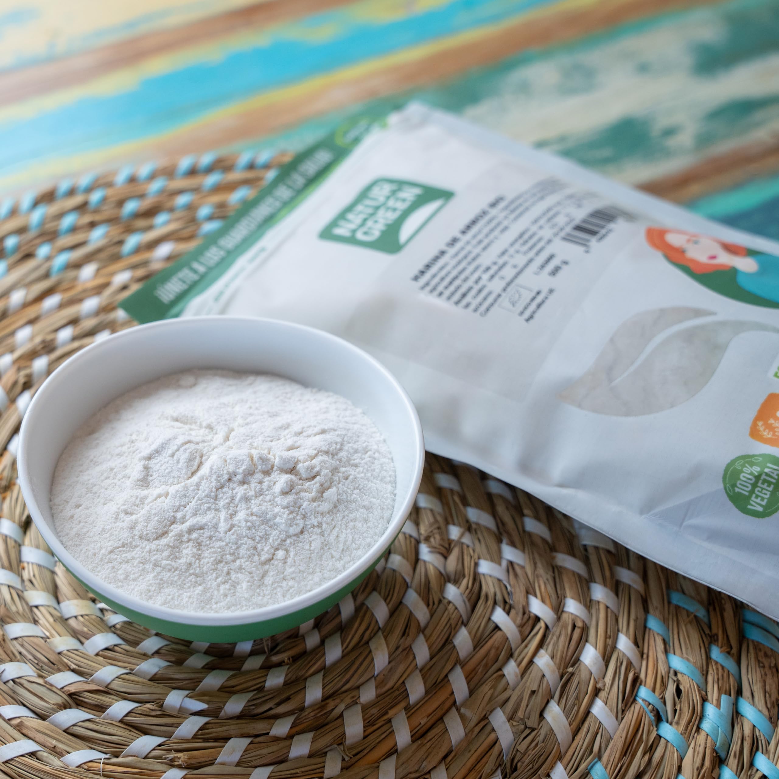 NaturGreen - Harina de Arroz, Arroz Blanco Molido, Ecológico, Condimento Bio, 100% Vegano, Sin Gluten - 500 g