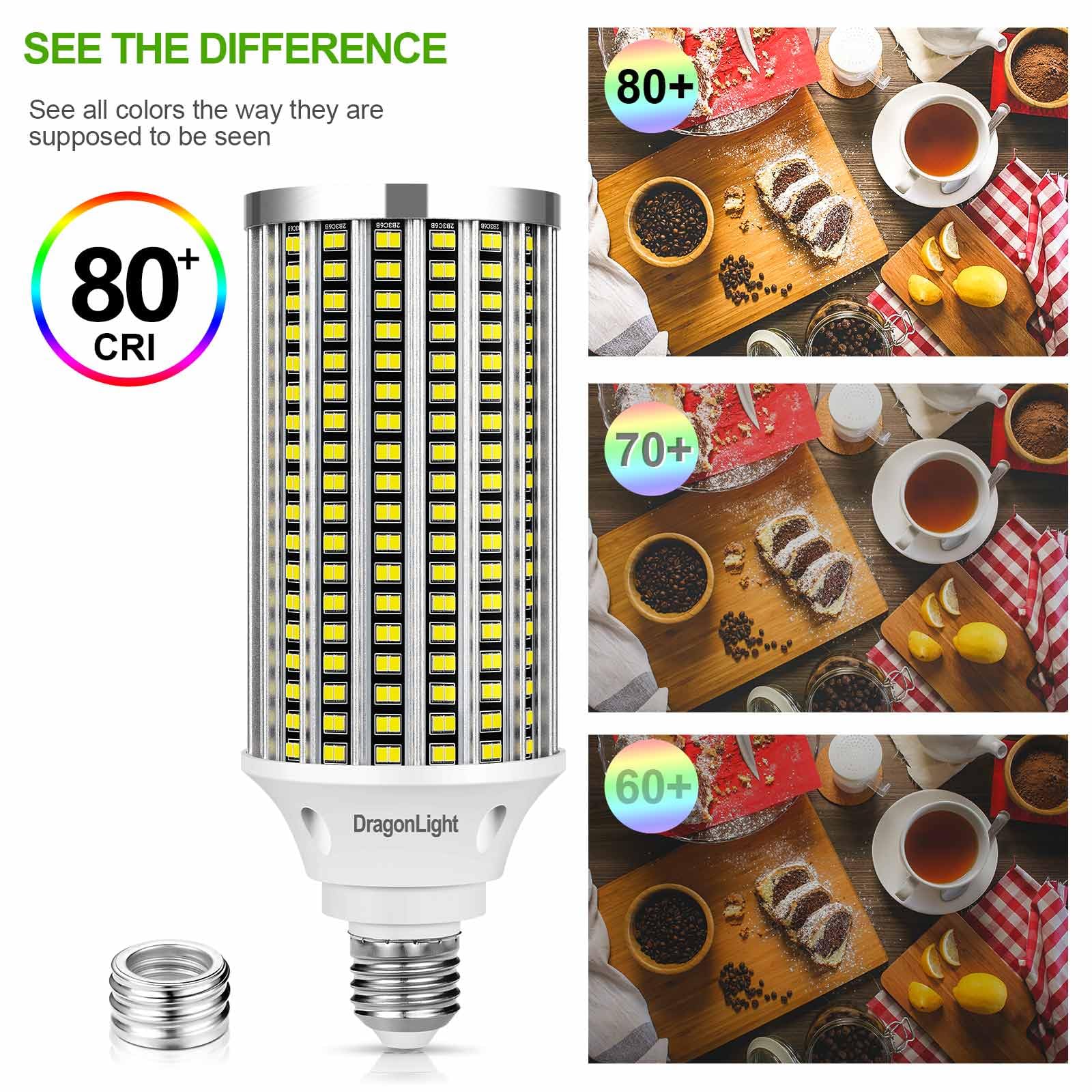 DragonLight 60W Superhelle Mais Licht LED Glühbirnen(200 Watt MH/HPS-Ersatz) - E27/E40 Edison LED Lampe - 6000K Kaltweiß 7,200LM für gewerbliche Beleuchtung - Garage Werkstatt Büro Hof(2er-Pack)