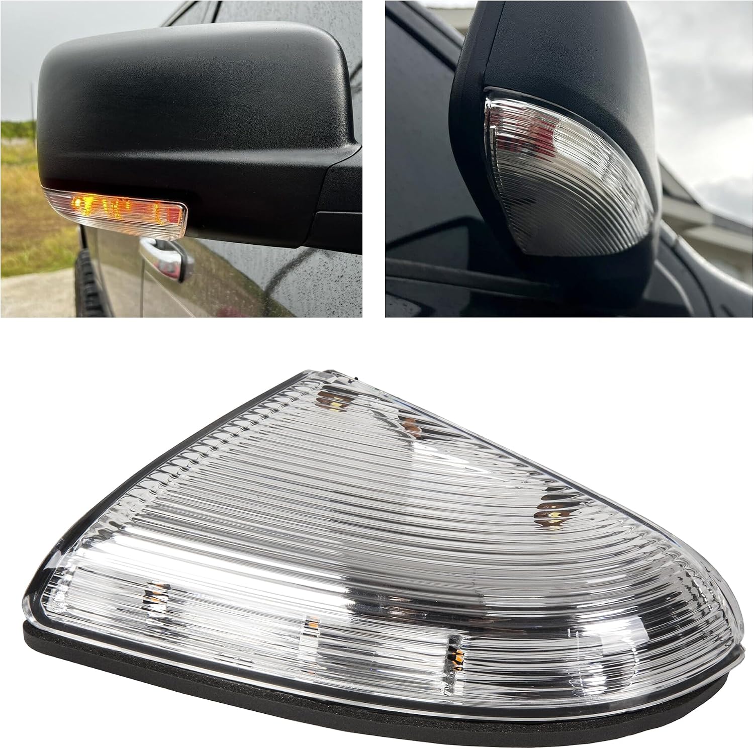 ECOTRIC Pair Front Passenger & Driver Side Mirror Turn Signal Light Housing Compatible with 2009-2018 Dodge Ram 1500 & 2010-2018 2500 RH&LH Replacement for 68064948AA,68064949AA