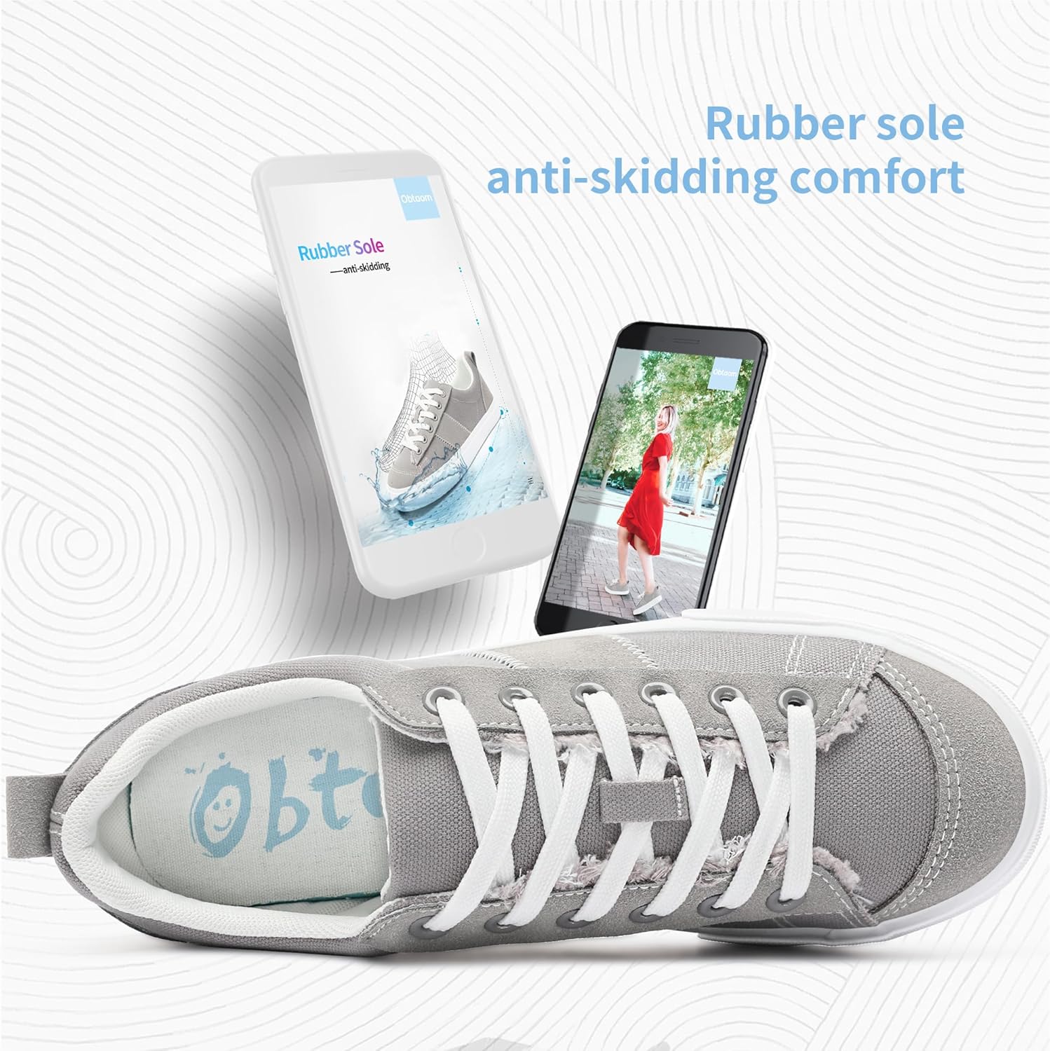 Obtaom Women's Canvas Sneakers Cute Lace up Fashion Sneaker Comfortable Skate Shoe for Lady Casual Tennis Flats - Image 5