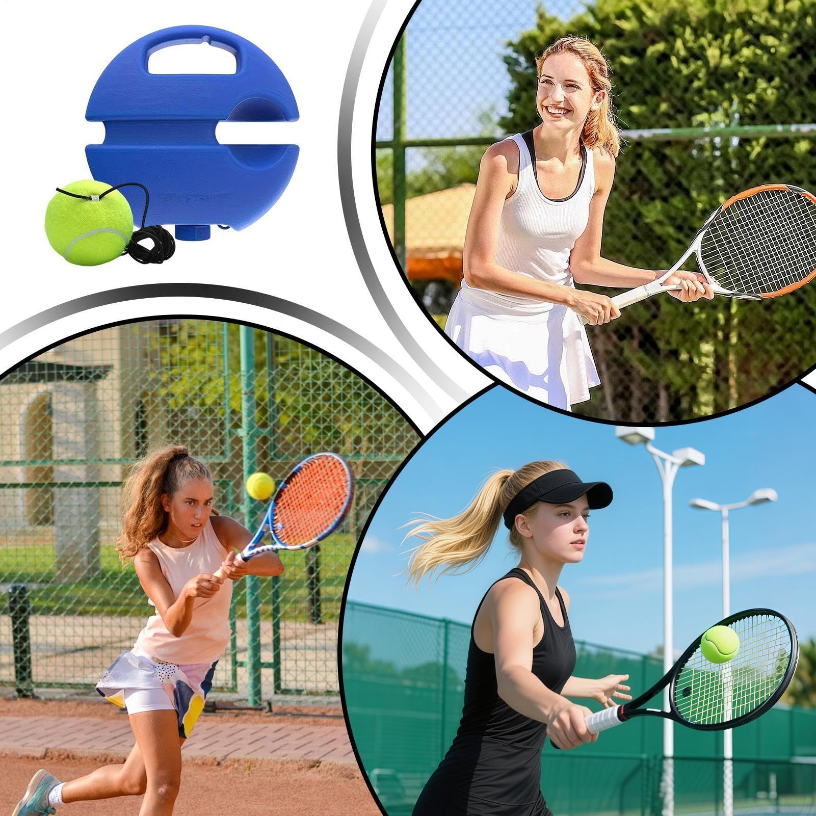 Entrenamiento de Tenis con Pelota Rebotadora - Dispositivo de Rebote para Entrenamiento Individual, Herramienta de Iniciación para Principiantes
