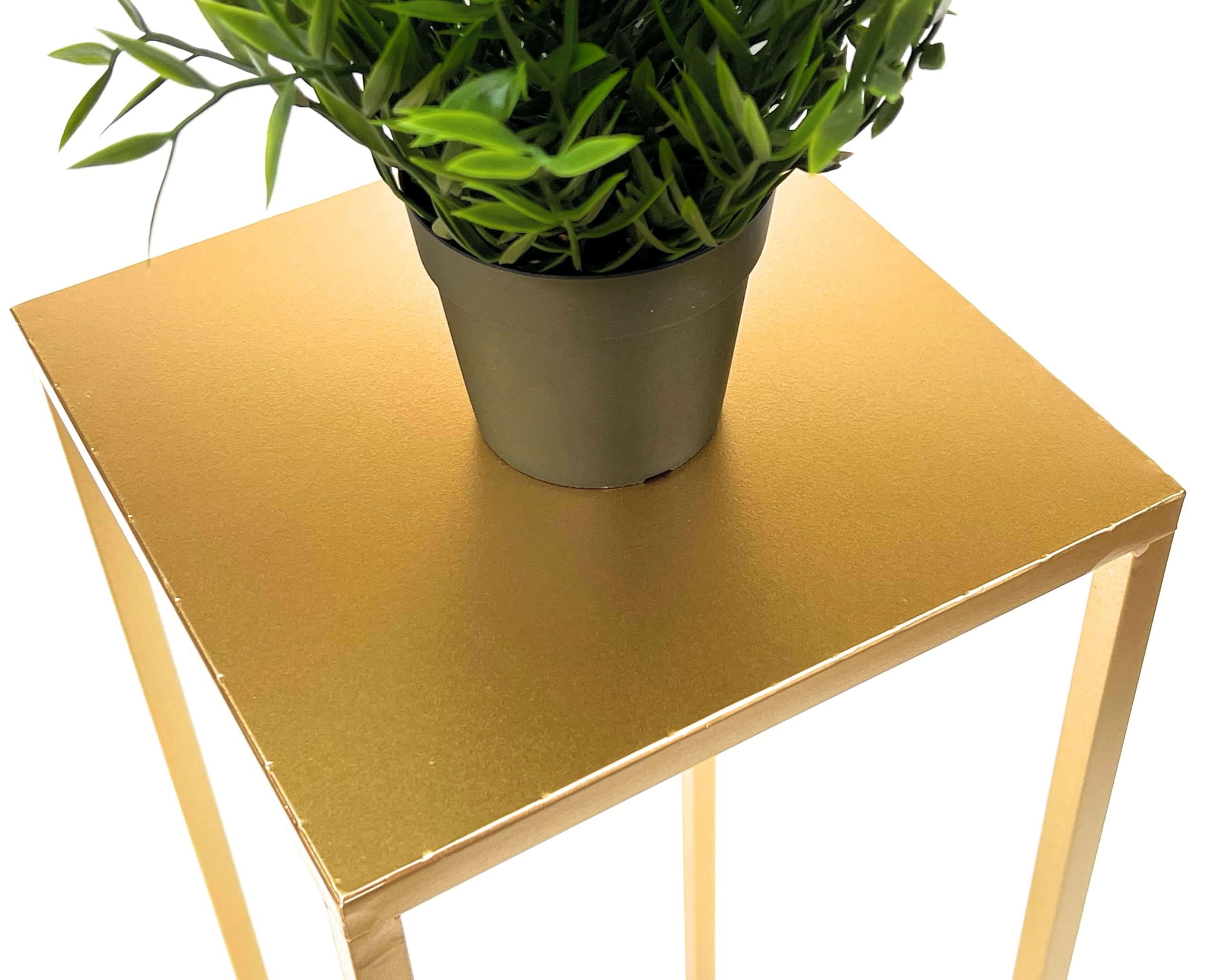DanDiBo Blumenhocker Metall Gold Eckig Blumenständer Beistelltisch 96506 2er Set Blumensäule Modern Pflanzenständer Pflanzenhocker