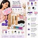 NATURIFY 18 PCS Organic Makeup Kit for Kids, Preteens & Teen Girls | 100% Natural & Friendly | Includes Nail Pack & Fish Shape Makeup Brush,Neem Wood Comb,Scrunchies,Makeup Blender,Makeup Puffs, Makeup Pouch (Mini Hair & Grooming Kit, Assorted Colour) gallery image