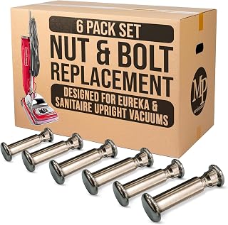 MP Maresh Products Nut and Bolt Replacement for Eureka and Sanitaire Upright Vacuum Cleaner Round Handle, Durable Threaded Fitting NPT - Vacuum Replacement Parts - Chrome-Plated Steel (6 Pack) 53198-1