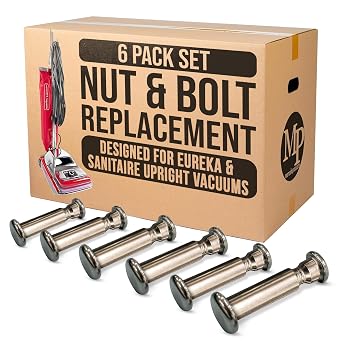 MP Maresh Products Nut and Bolt Replacement for Eureka and Sanitaire Upright Vacuum Cleaner Round Handle, Durable Threaded Fitting NPT - Vacuum Replacement Parts - Chrome-Plated Steel 6 Pack 53198-1