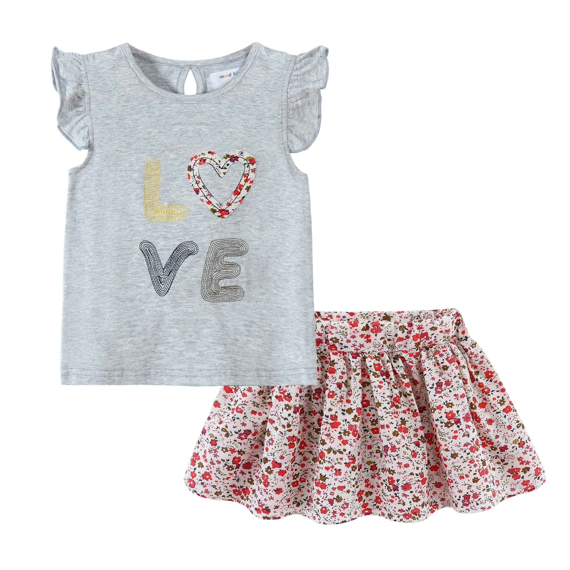 Mud Kingdom Girls Skirt Set 2 Piece Outfits Cute Cartoon Floral Summer Holiday