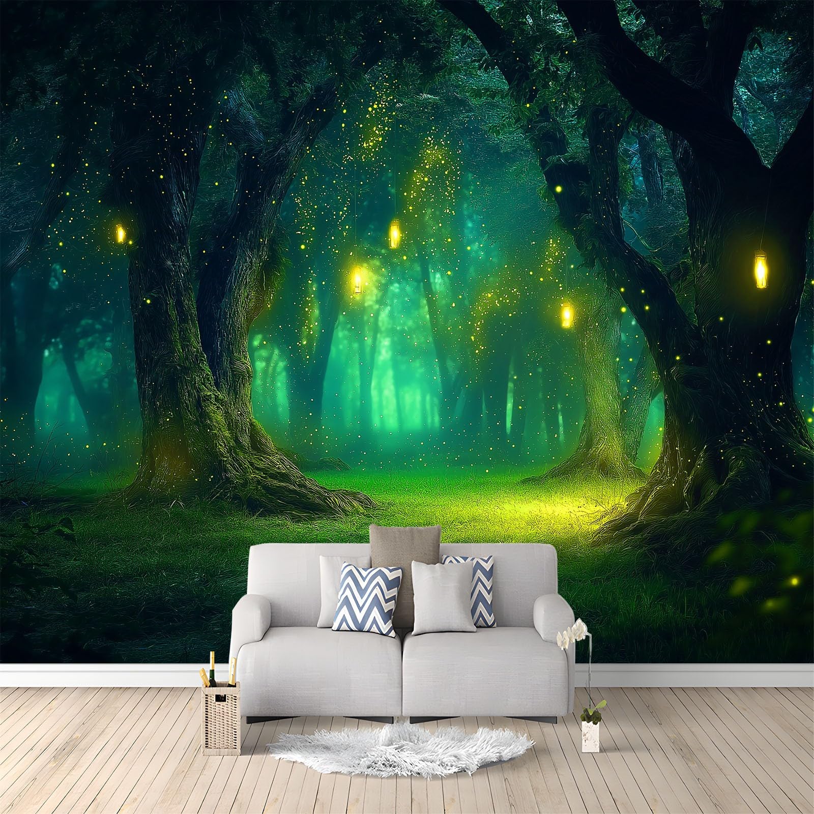 Papier peint intissé pour masquer imperfections mur vert