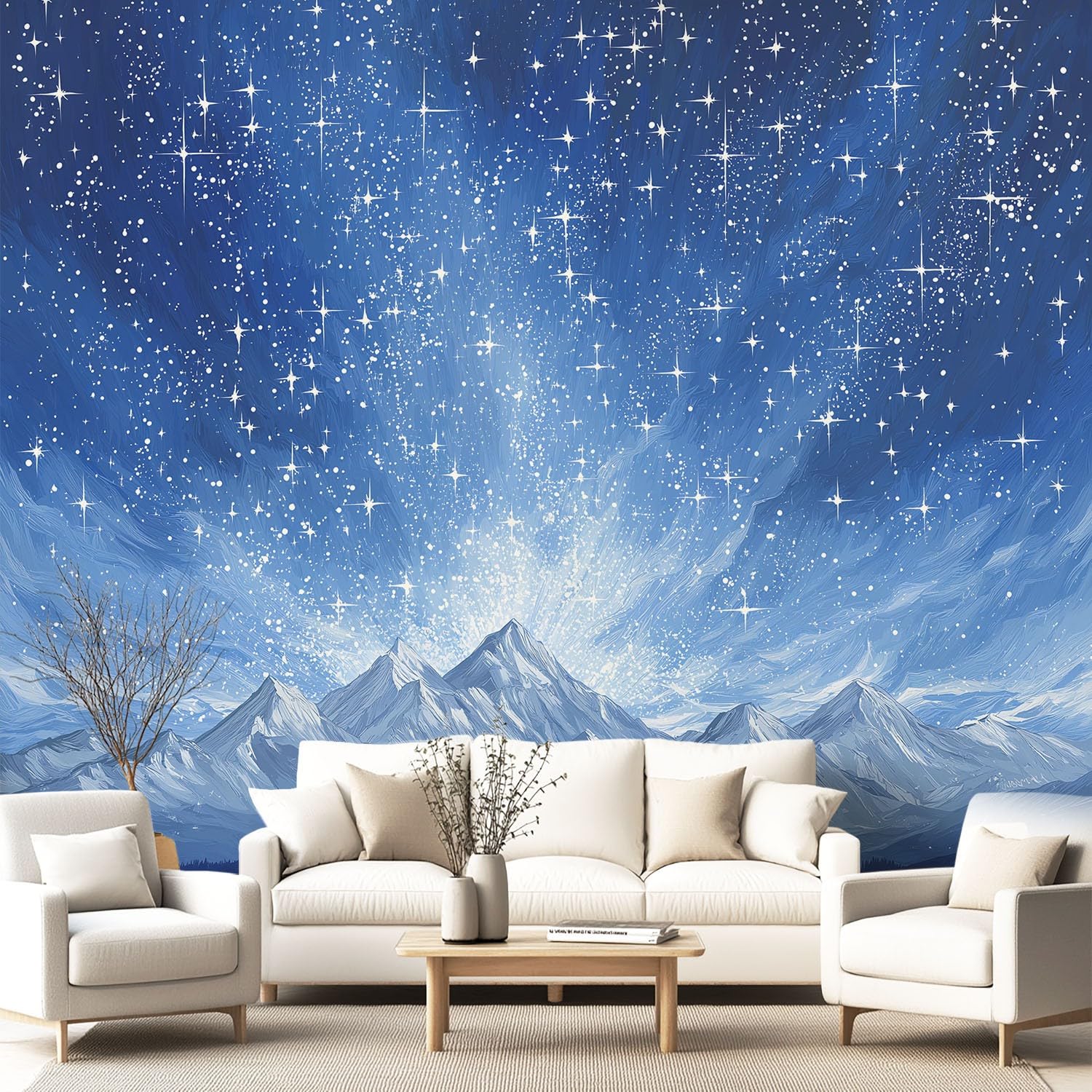 Papier peint panoramique ciel étoilé et poster géant mural salon