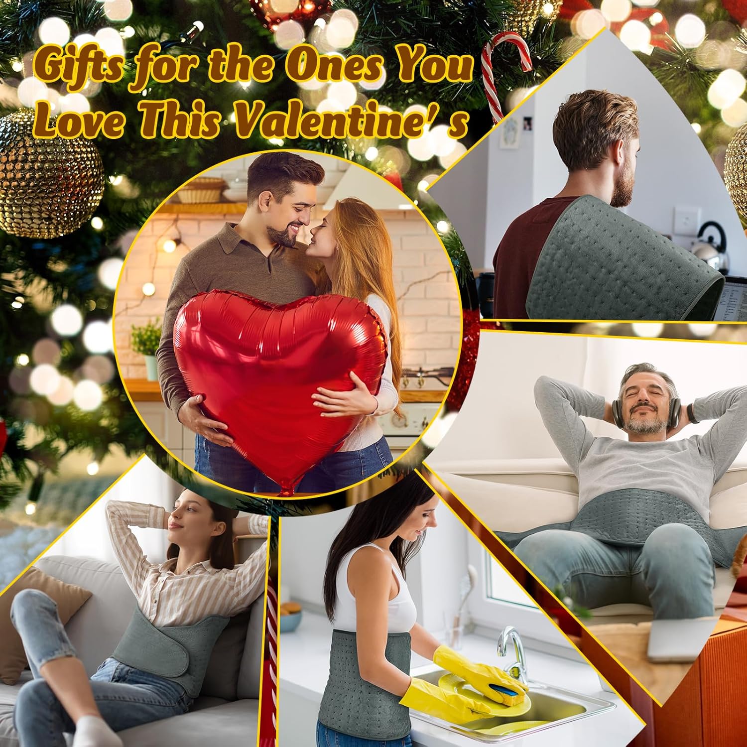 Heating Pad for Back, Valentines Day Gifts for Her Him, Electric Heating Pad for Period Cramps, Wrap Around Heated Pad for Waist and Stomach, Birthday Gifts for Women Men Mom Dad Wife Husband - Image 7