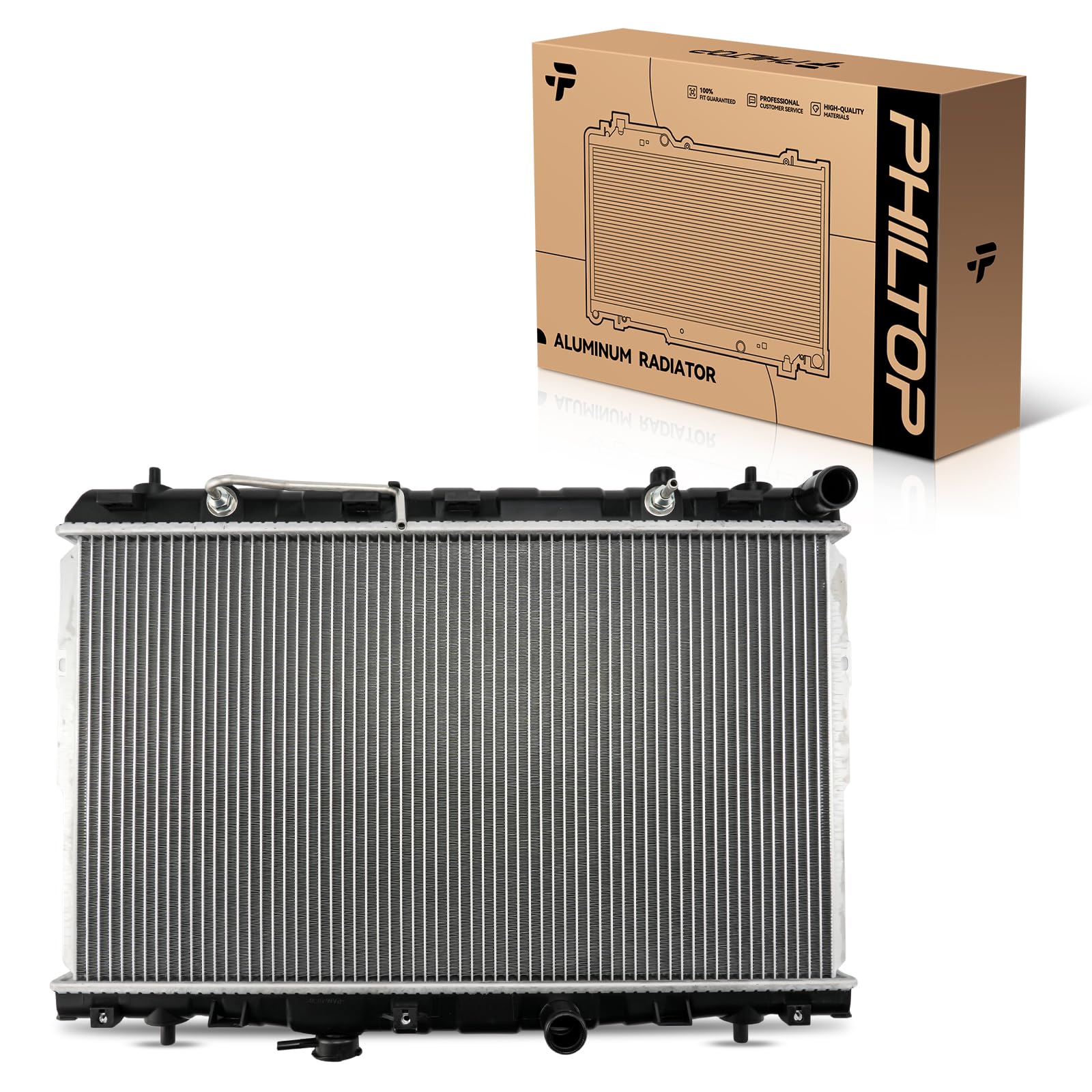 PHILTOP CU2387 Radiator Compatible with 2001-2006 Elantra, 2003-2008 Tiburon, Automotive Replacement Engine Radiator