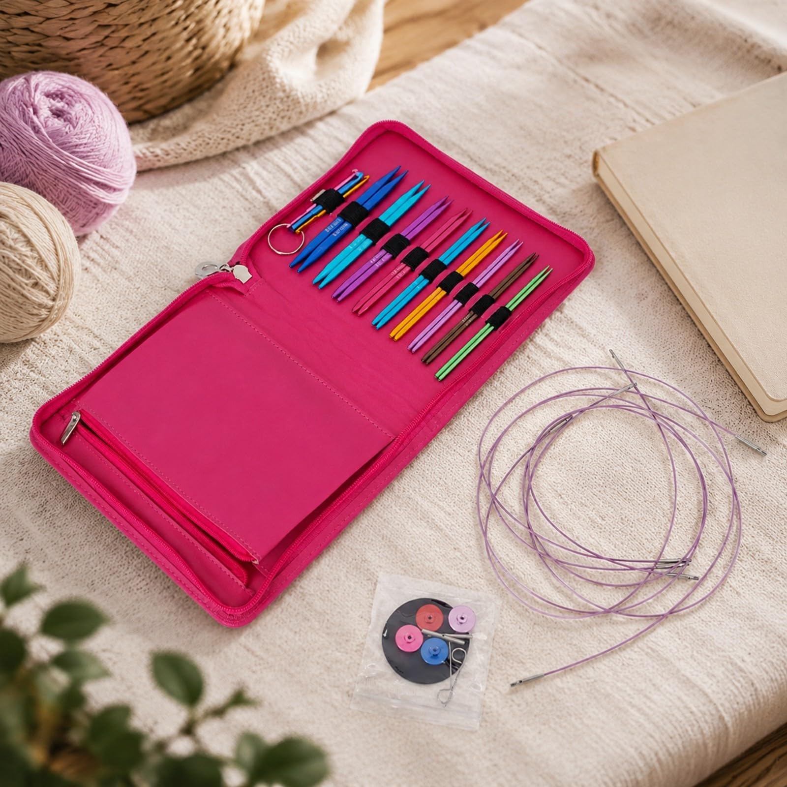 9 Piè til Tricot Coloré Aiguilles à Tricoter à Tige Carrée Étui Rangement Portable pr Tricoteurs du Textile