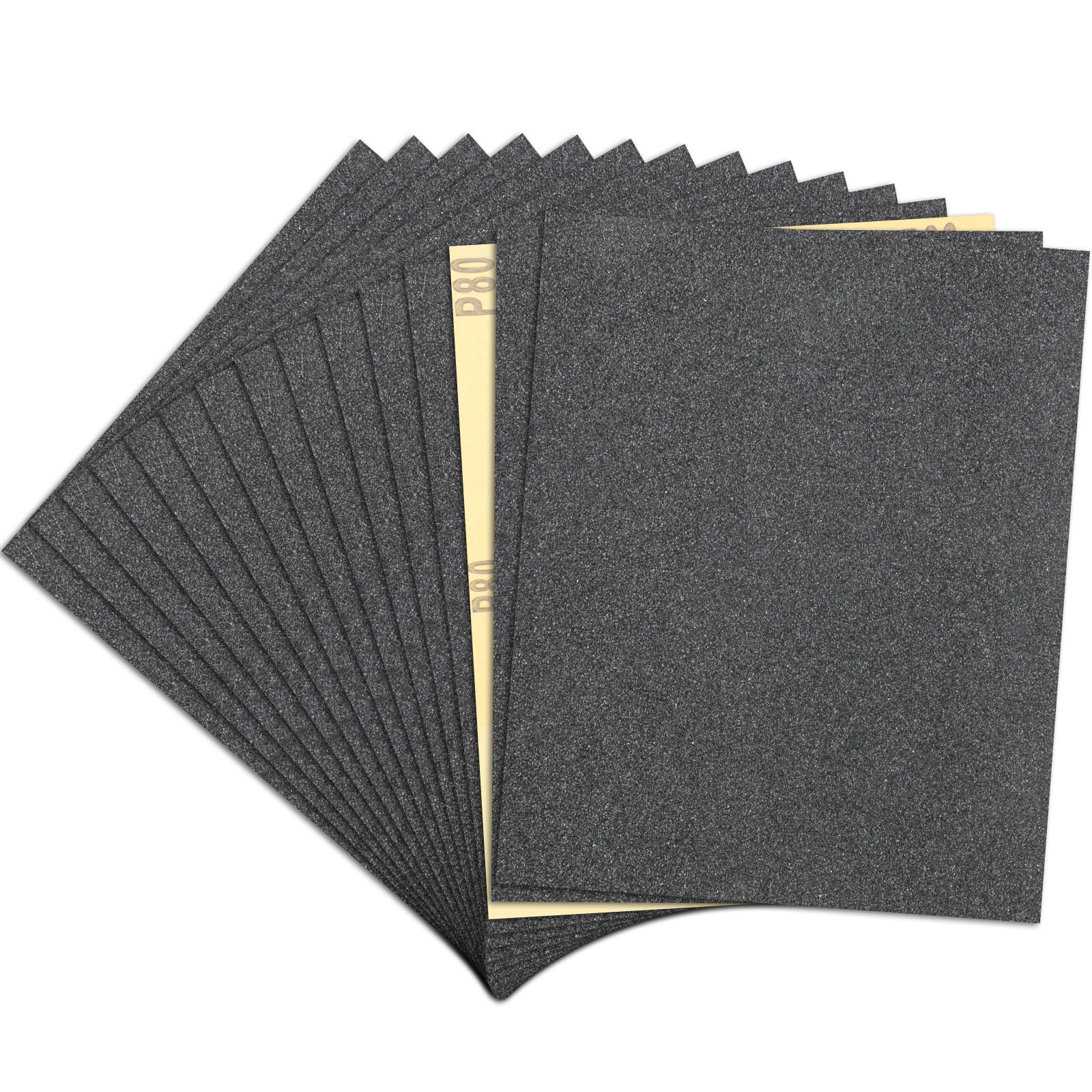 15 Pcs Sandpaper 80 Grit Wet and Dry Sandpaper Sheets, 9 x 11 Inch Sand Paper Pack for Wood Furniture, Walls, Metal, Automotive Polishing & Finishing