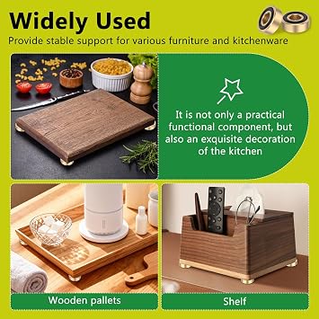 8Pcs Non Slip Cutting Board Feet, 3cm Brass Round Rubber Feets with Rust-proof Screws Set, Stable Bumper Pads for Furniture, Electronics & Application