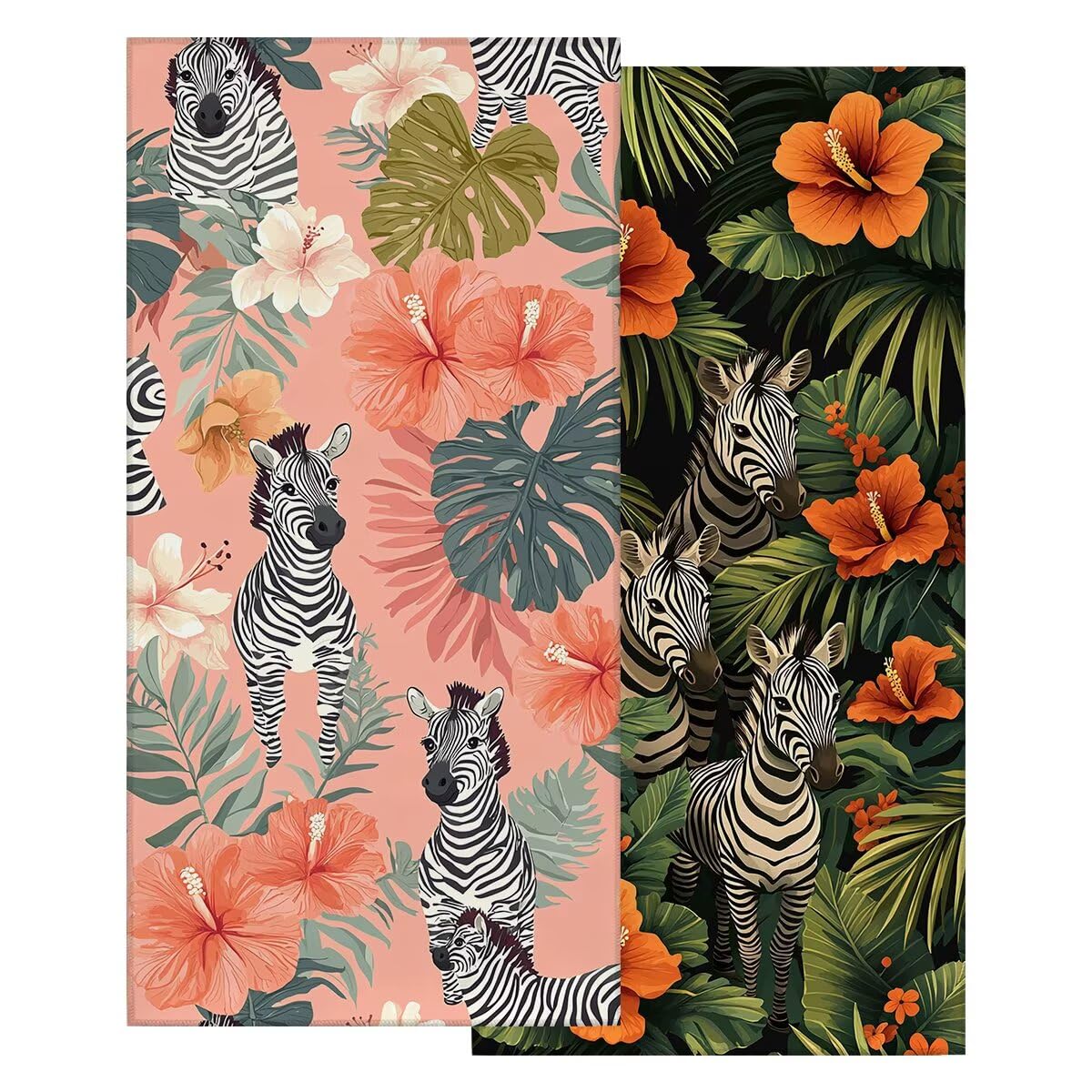 Toalla Playa 80x160 cm, Toalla Gimnasio Microfibra Secado Rapido, Juego de 2 Antiarena Toallas de Playa, Ligera Compacta Toallas Microfibra Grande para Viaje, Regalo Hombre Regalo Mujer (Cebra) -4855