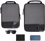 BAGSMART 6 ensemble /4 Set/2 Ensemble cubes d'emballage de compression pour les voyages, sacs d'organisateur de bagages légers, durable Space Saver Bags Travel Essentials, Jet Black, Ensemble de 2, Moderne
