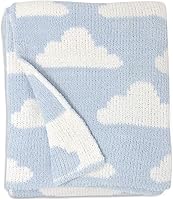Living Textiles Blue Clouds Chenille Baby Blanket - Ultra Soft Hypoallergenic 40x30 Inch Swaddle for Newborns, Toddlers, Stroller, Nursery Gift