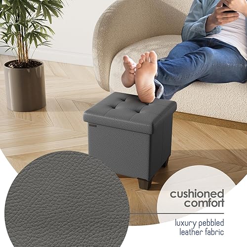 Miniatura 251 de Otomana plegable para dormitorio o sala de estar, con contenedores de almacenamiento, reposapiés para el extremo de la cama, soporta hasta 660 lb,